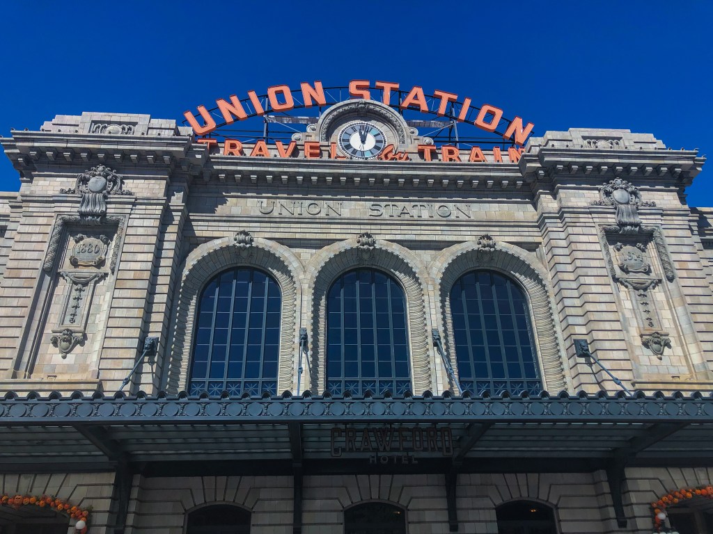 the outside facade of Union Station in Denver, CO