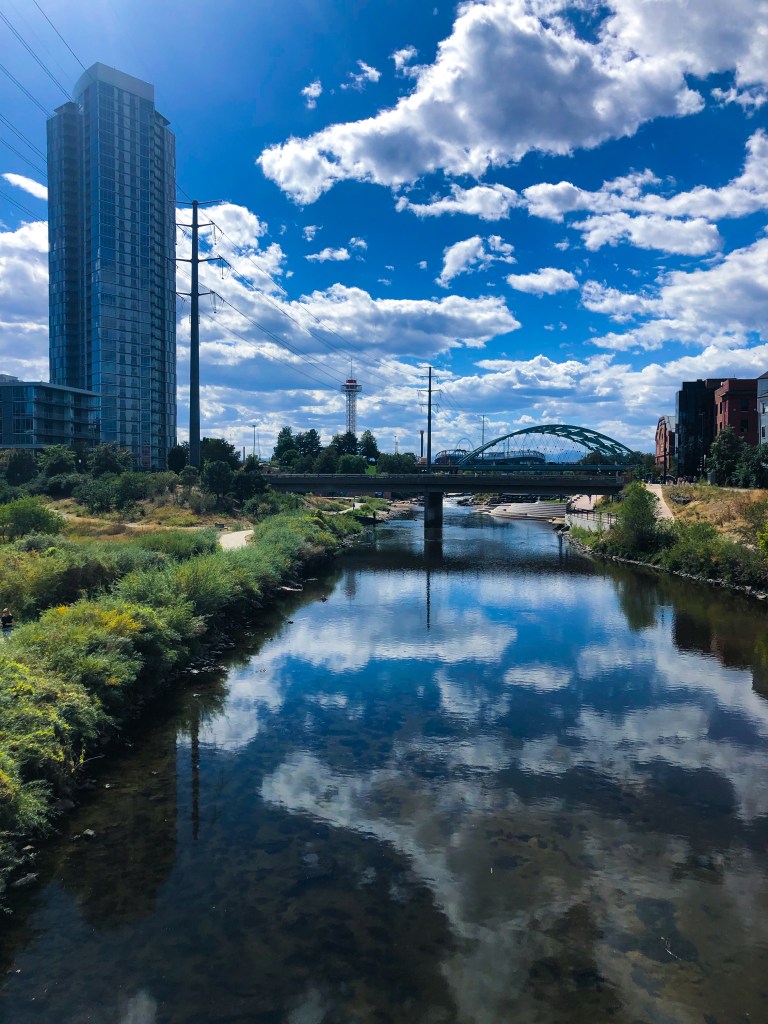 image of the South Platte River flowing through Denver, CO