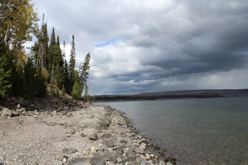 picture of the shoreline of Yellowstone Lake