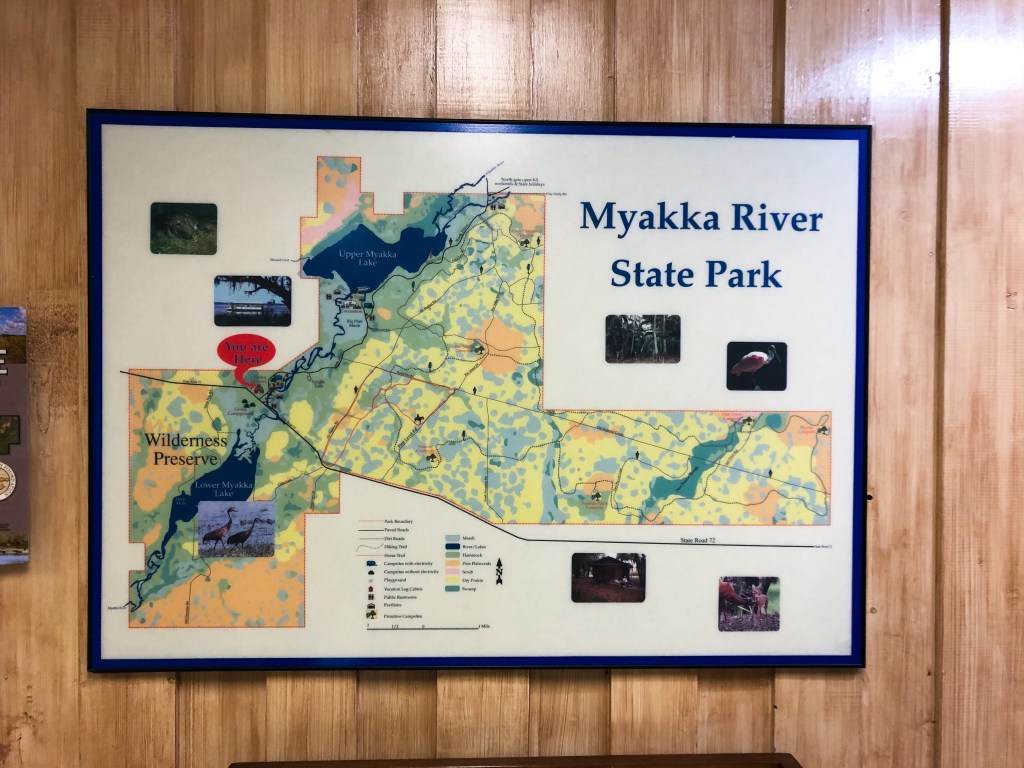 map of the park in the visitors center