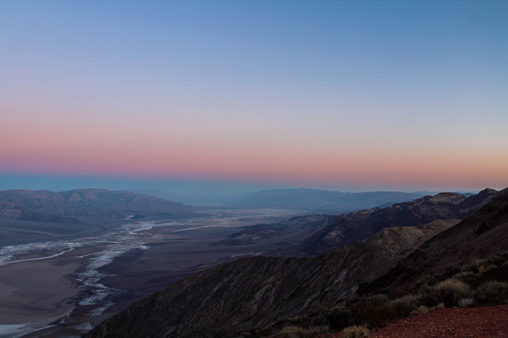 view of Death Valley at sunrise from dante's view